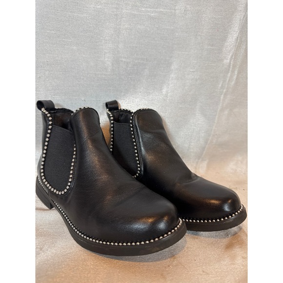 Black Studded Chelsea Boots Women's Ankle Booties Fashion Shoes - Picture 1 of 8